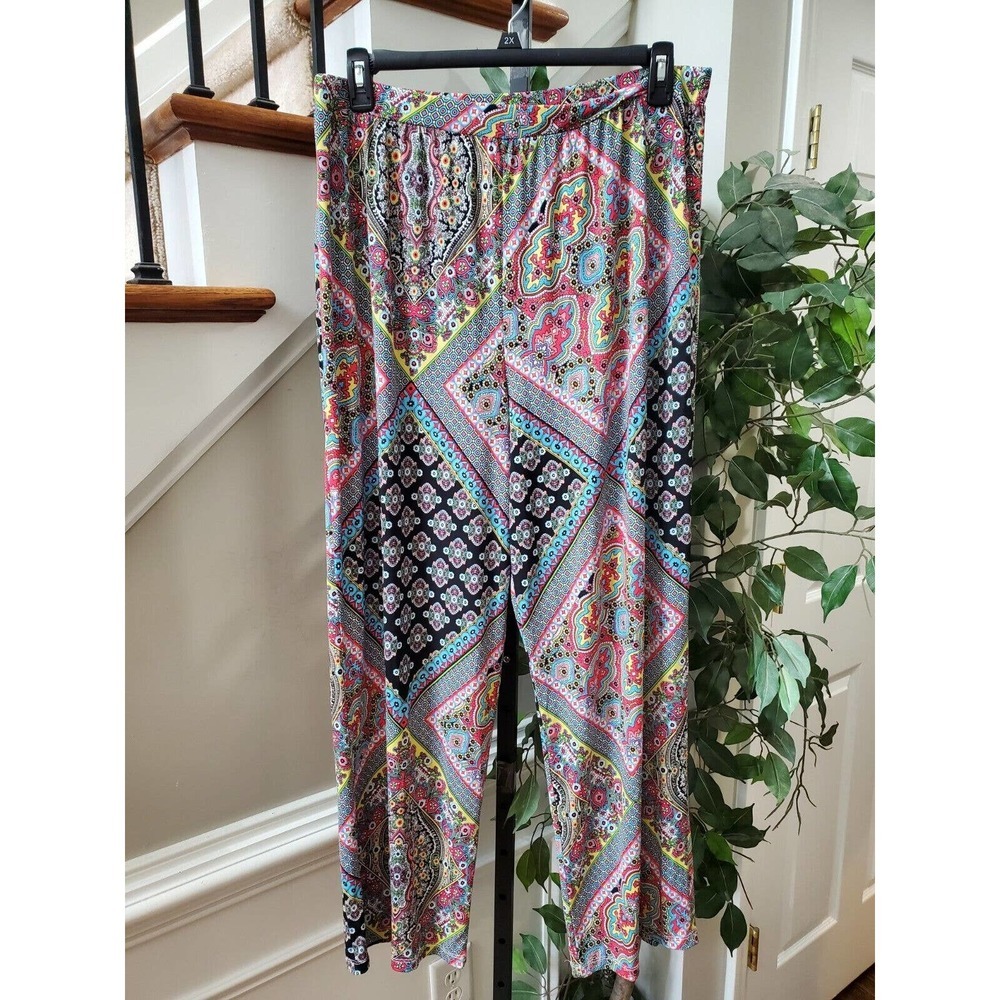 Cha Cha Vente Women's Multicolor Polyester Comfort Waist Palazzo Pant Size 2X